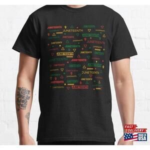 Juneteenth Text African Tribal Pattern Classic Tshirt